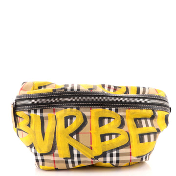 Burberry Graffiti Sonny Belt Bag Vintage Check Canvas Large