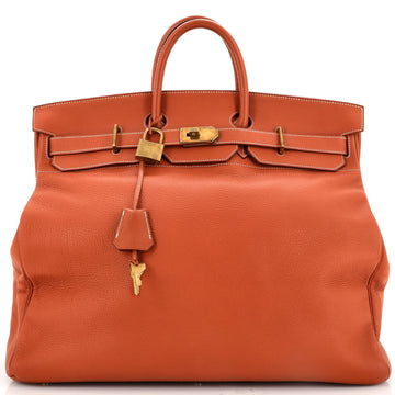 Hermes HAC Birkin Bag Brown Clemence with Gold Hardware 50