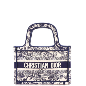 Christian Dior Toile de Jouy Book Tote Embroidered Canvas Mini