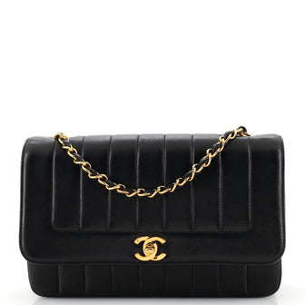 Chanel Vintage CC Chain Flap Bag Vertical Quilt Lambskin Medium