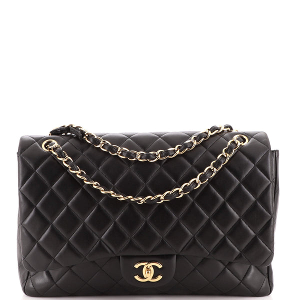 Chanel Vintage Classic Single Flap Bag Quilted Lambskin Maxi Black 1923818
