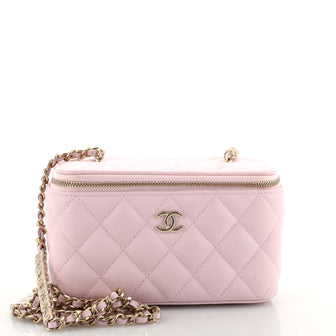 Chanel Tiny CC Link Vanity Case with Chain Quilted Caviar Small