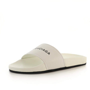Balenciaga Women's Logo Slide Sandals Leather and Rubber
