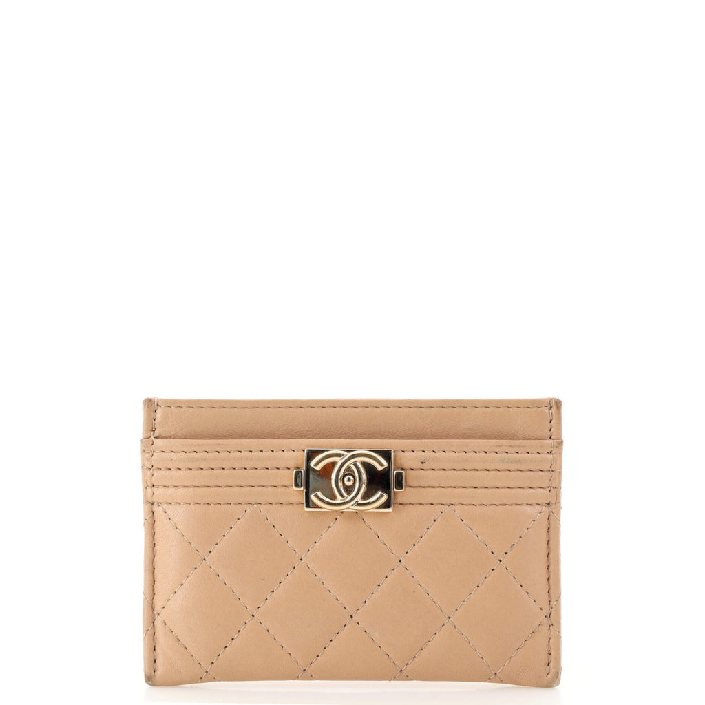 Chanel Boy Card Holder Quilted Lambskin Neutral 1924012