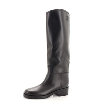 Chanel Women's CC Knee High Boots Stitched Calfskin