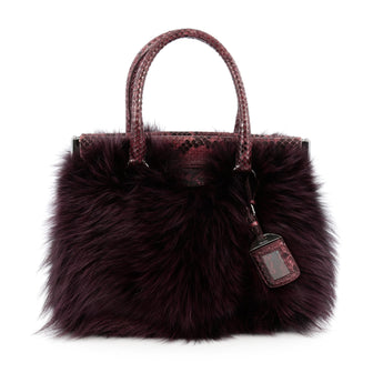 Prada Frame Satchel Fox Fur and Python Medium Purple 1924301
