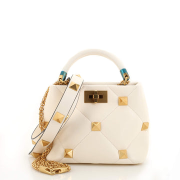 Valentino Garavani Roman Stud Top Handle Bag Quilted Leather Small