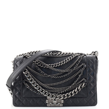 Chanel Boy Flap Bag Enchained Lambskin New Medium