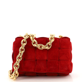 Bottega Veneta Cassette Chain Crossbody Bag Padded Maxi Intrecciato Suede