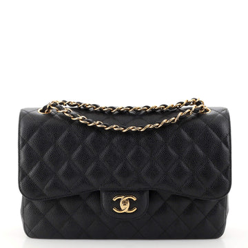 Chanel Classic Double Flap Bag Quilted Caviar Jumbo