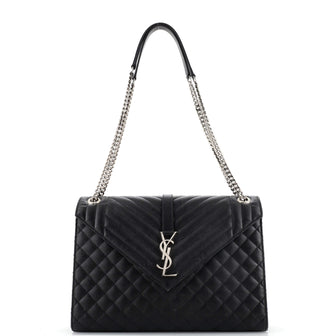 Saint Laurent Classic Monogram Envelope Satchel Mixed Matelasse Leather Large