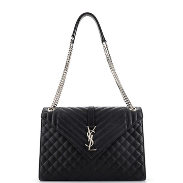Saint Laurent Classic Monogram Envelope Satchel Mixed Matelasse Leather Large