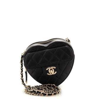Chanel CC in Love Heart Clutch with Chain Quilted Lambskin