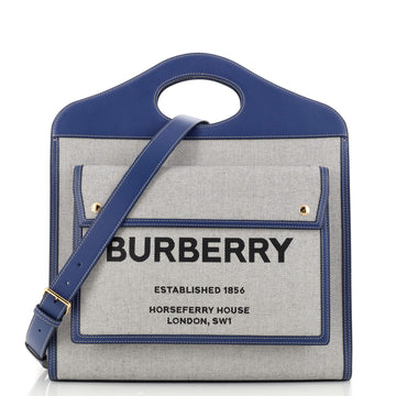 Burberry Logo Pocket Tote Canvas with Leather Medium