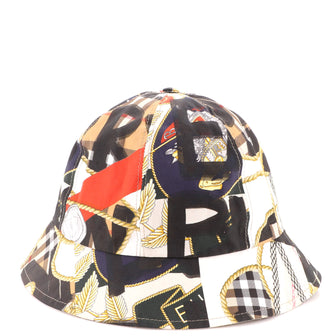 Burberry Bucket Hat Check Canvas and Printed Cotton