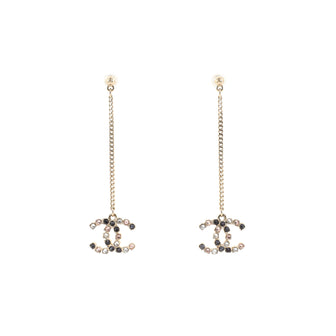 Chanel CC Drop Earrings Metal with Crystals