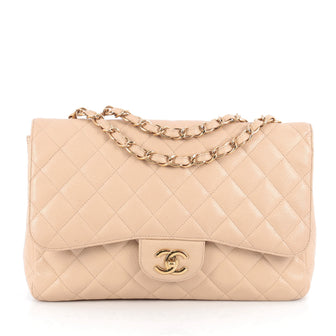 Chanel Classic Single Flap Bag Quilted Caviar Jumbo Neutral 1926501