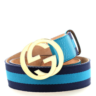 Gucci Interlocking G Web Belt Canvas and Leather Wide