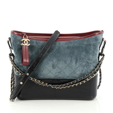 Chanel Tricolor Gabrielle Hobo Quilted Suede Medium Blue 1926901