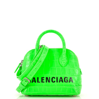 Balenciaga Logo Ville Bag Crocodile Embossed Leather XXS