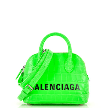 Balenciaga Logo Ville Bag Crocodile Embossed Leather XXS