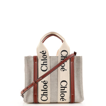 Chloe Woody Convertible Tote Canvas with Leather Small