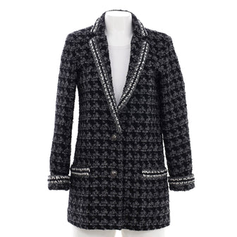 Chanel Women's Single Button Blazer Houndstooth Tweed