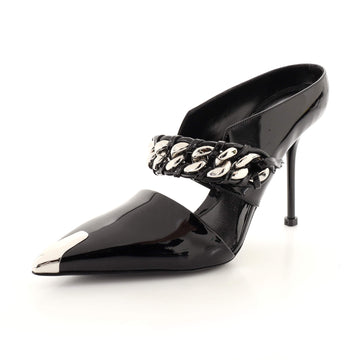Alexander McQueen Women's Punk Chain Heeled Mules Patent