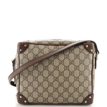 Gucci Trunk Shoulder Bag GG Coated Canvas with Studded Leather