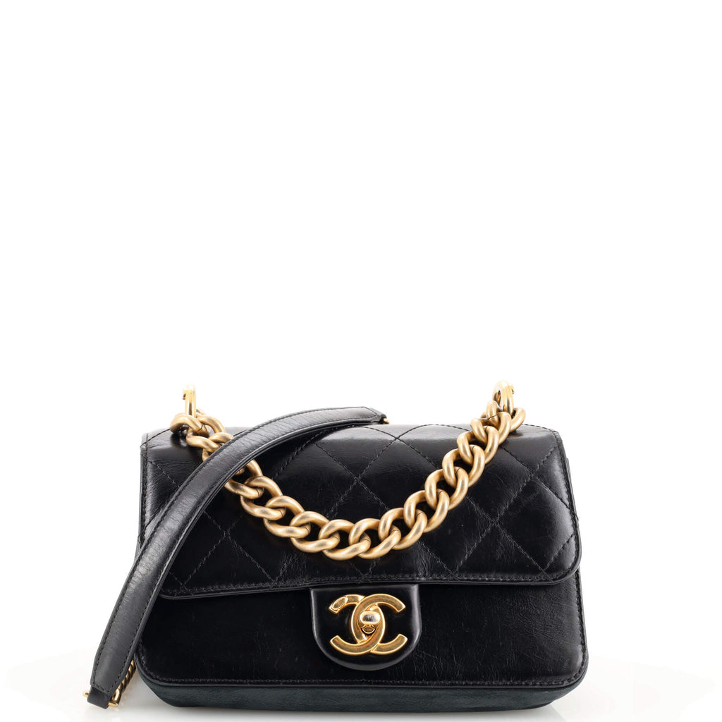 Chanel Paris Cosmopolite Straight Lined Flap Bag Quilted Aged