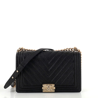 Chanel Boy Flap Bag Chevron Caviar New Medium