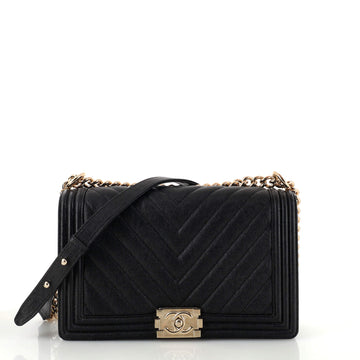 Chanel Boy Flap Bag Chevron Caviar New Medium