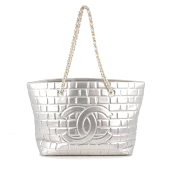Chanel Frozen Tote Quilted Vinyl Large Silver 1928102