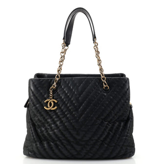 Chanel Surpique CC Charm Tote Chevron Iridescent Calfskin Large