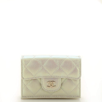 Chanel Classic Trifold Flap Wallet Quilted Iridescent Lambskin Small