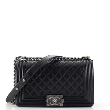 Chanel Boy Flap Bag Quilted Lambskin Old Medium