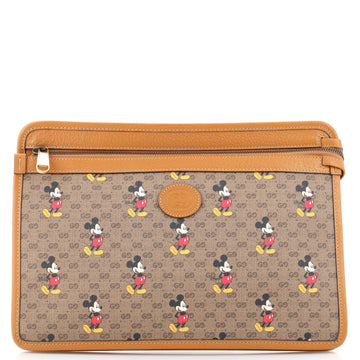 Gucci Disney Mickey Mouse Front Zip Pouch Printed Mini GG Coated Canvas