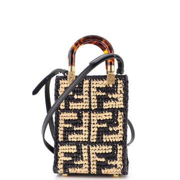 Fendi Sunshine Shopper Tote Zucca Raffia Mini