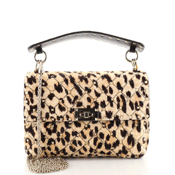 Valentino Garavani Rockstud Spike Flap Bag Quilted Calf Hair Medium