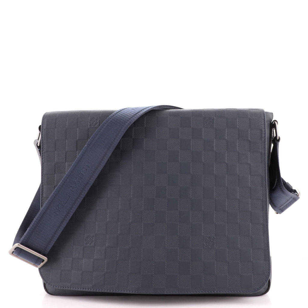 Louis Vuitton District Messenger Bag Damier Infini Leather MM Blue 19282726