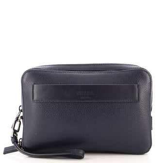 Prada Double Zip Wristlet Clutch Vitello Daino Medium