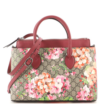Gucci Linea A Convertible Tote Blooms Print GG Coated Canvas Small