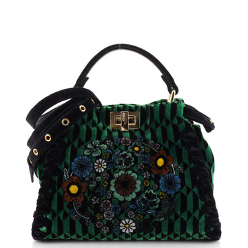 Fendi Peekaboo Bag Embroidered Velvet Mini