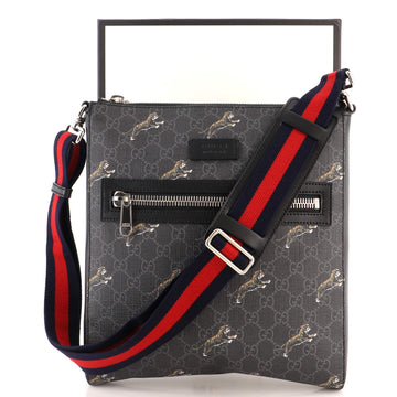 Gucci Web Strap Front Zip Messenger Bag Printed GG Coated Canvas Medium
