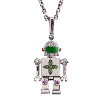 Louis Vuitton Cosmo Notes Necklace 18K White Gold with Yellow and Pink Sapphires, Tsavorite and Diamonds