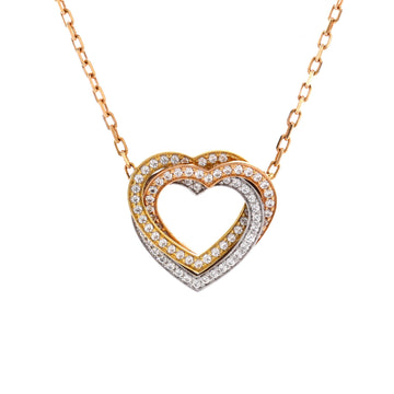 Cartier Trinity de Cartier Heart Pendant Necklace 18K Tricolor Gold with Pave Diamonds