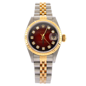 Rolex Oyster Perpetual Datejust Automatic Watch Stainless Steel and Yellow Gold with Diamond Markers 26