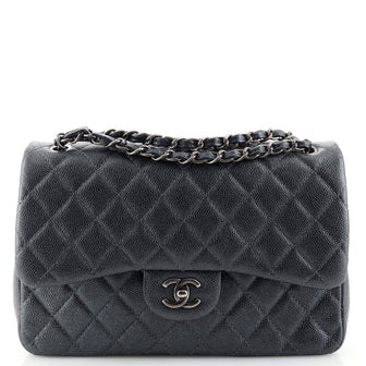 Chanel Classic Double Flap Bag Quilted Caviar Jumbo