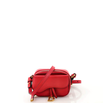 Christian Dior Saddle Shoulder Strap Pouch Goatskin Mini