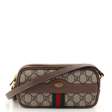Gucci Ophidia Triple Zip Crossbody Bag GG Coated Canvas Mini